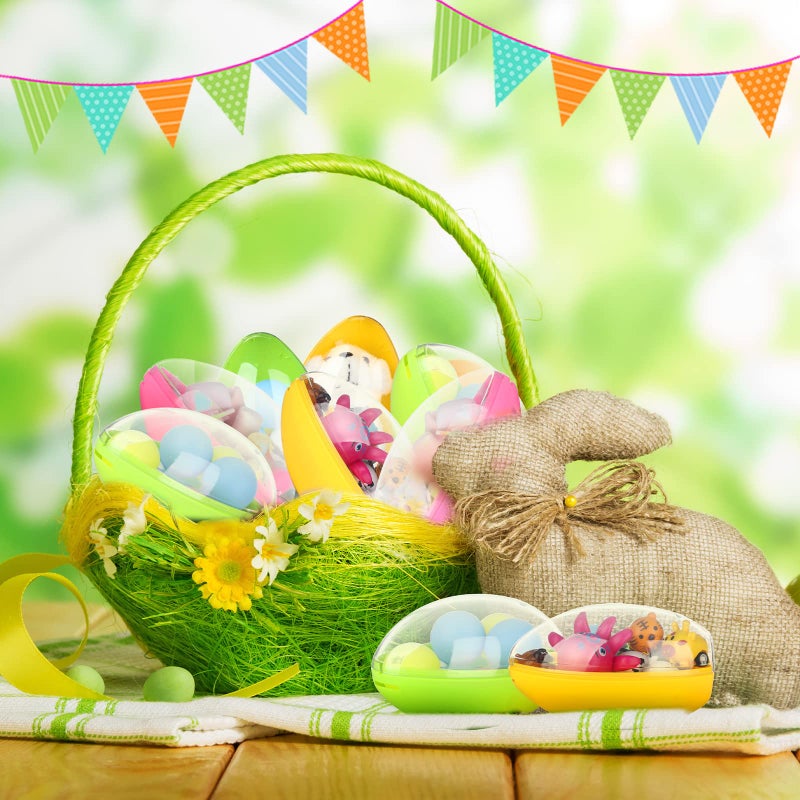 Leitee Jumbo Easter Eggs 12 Pcs Giant Fillable Plastic Colorful Clear Egg Shaped Containers for Filling Treats Easter Basket Stuffers for Prize Supplies (6'') - Image 4