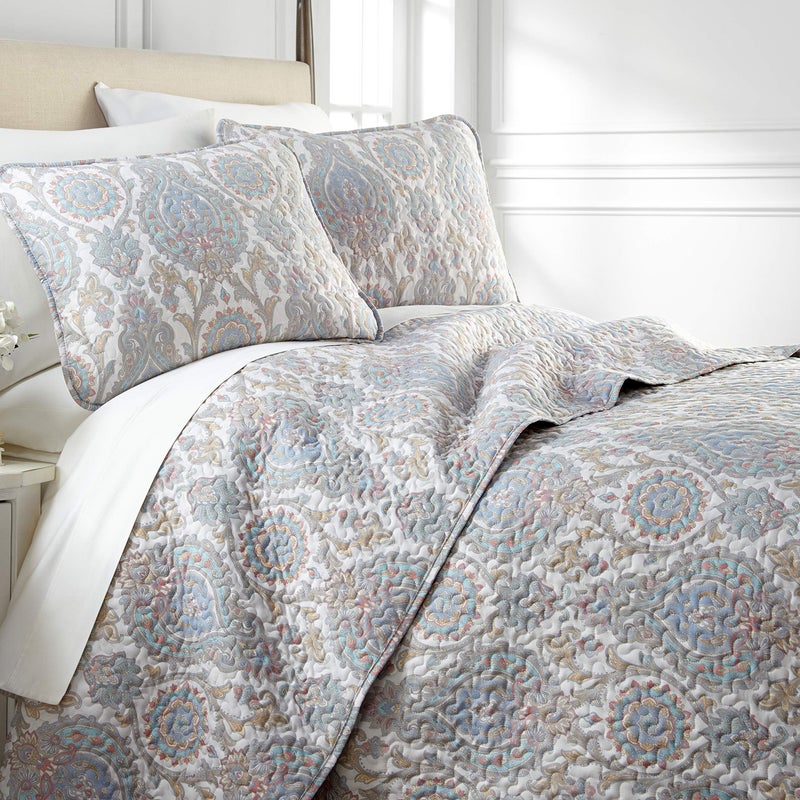 Southshore Fine Livi Boho Paisley Collection  Premium Quality  Soft  Wrinkle & Fade Resistant  Easy Case  Oversized Quilt Cover Set with 1 Quilt Set and 2 Shams  King/California King  Aqua 