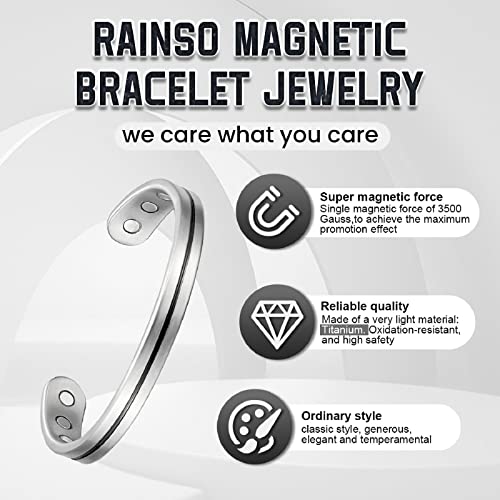 RainSo Mens Womens Light Titanium Magnetic Golf Bracelets Bangle for 3500 Gauss Adjustable with Gift Box (Silver) - Image 5
