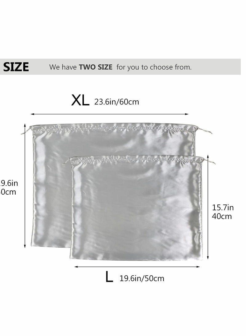 Dust Cover Storage Bags, 2 Pcs Silk Dustproof Drawstring Bag Travel Pouch, Bags for Handbags Purses Pocketbooks Shoes Boots, Sliver(60 x 50cm) - Image 5
