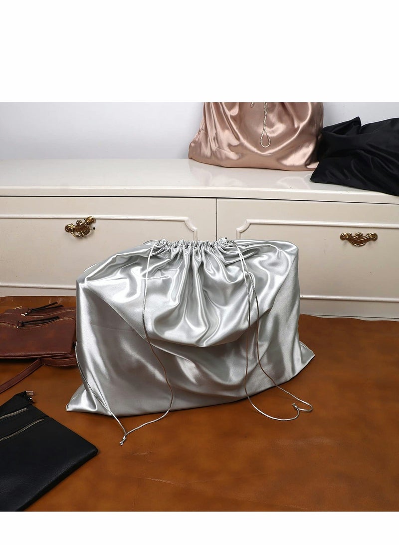 Dust Cover Storage Bags, 2 Pcs Silk Dustproof Drawstring Bag Travel Pouch, Bags for Handbags Purses Pocketbooks Shoes Boots, Sliver(60 x 50cm) - Image 4