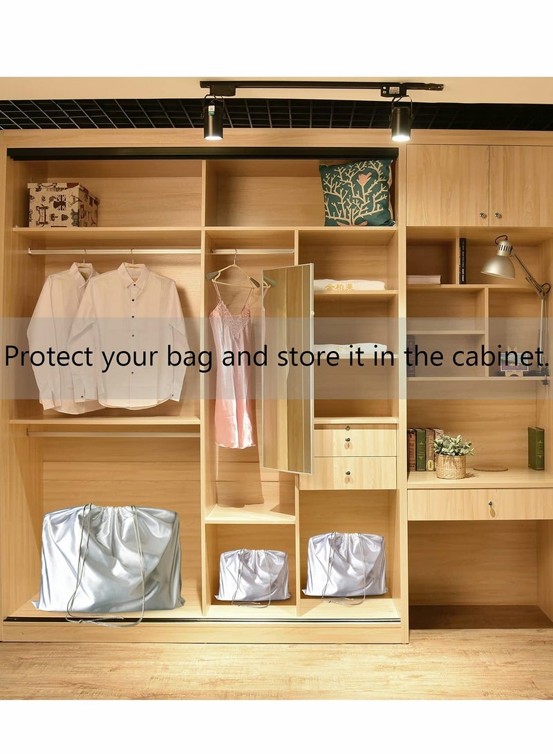 Dust Cover Storage Bags, 2 Pcs Silk Dustproof Drawstring Bag Travel Pouch, Bags for Handbags Purses Pocketbooks Shoes Boots, Sliver(60 x 50cm) - Image 2