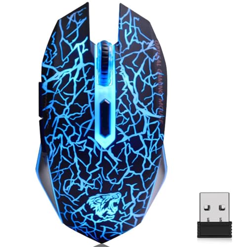 TENMOS M2 Wireless Gaming Mouse, Silent Rechargeable Optical USB Computer Mice Wireless with 7 Color LED Light, Ergonomic Design, 3 Adjustable DPI Compatible with Laptop/PC/Notebook, 6 Buttons (Black) - Image 1