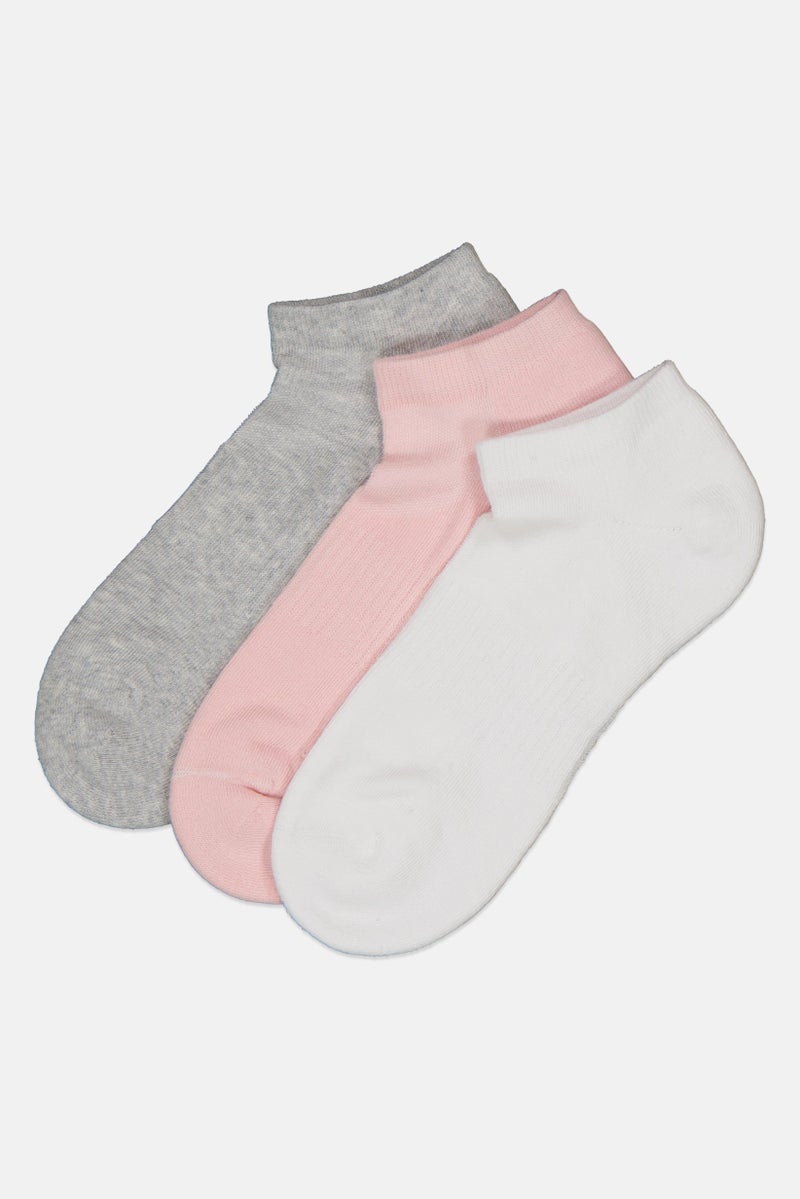 RBX Women 3 Pairs Textured Ankle Sport Sock, Multicolor  - Image 1
