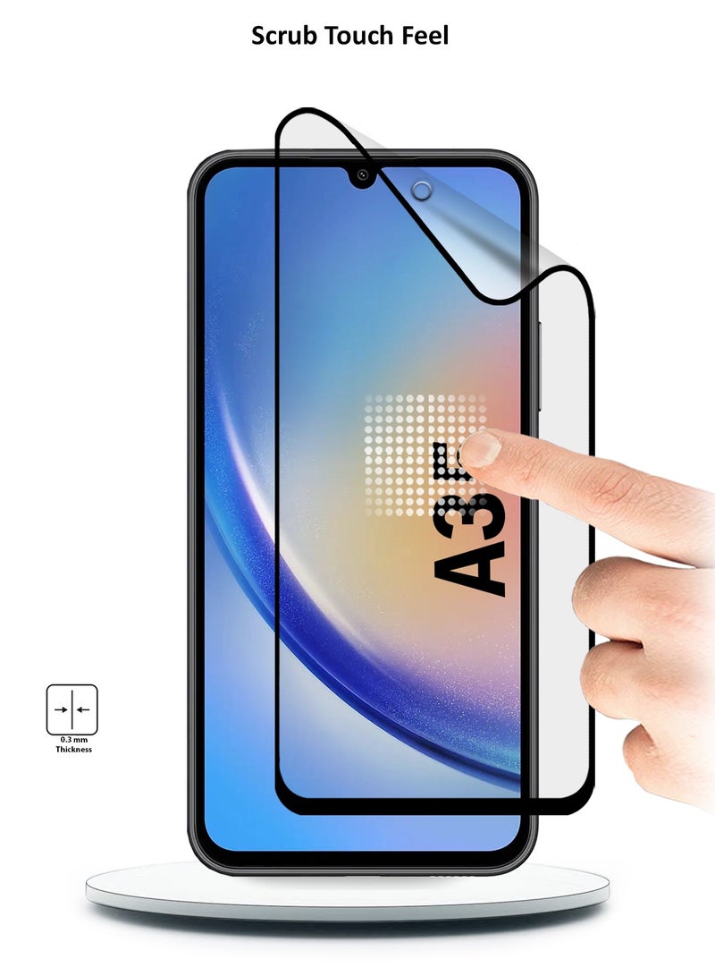 Wtech Samsung Galaxy A35 5G 2024 Nano Ceramic Full Glue Full Cover Matte Flexible Screen Protector (MSCNMN) - Clear/Black - Image 4