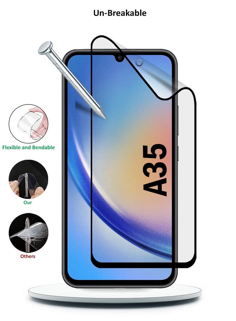Wtech Samsung Galaxy A35 5G 2024 Nano Ceramic Full Glue Full Cover Matte Flexible Screen Protector (MSCNMN) - Clear/Black - Image 3
