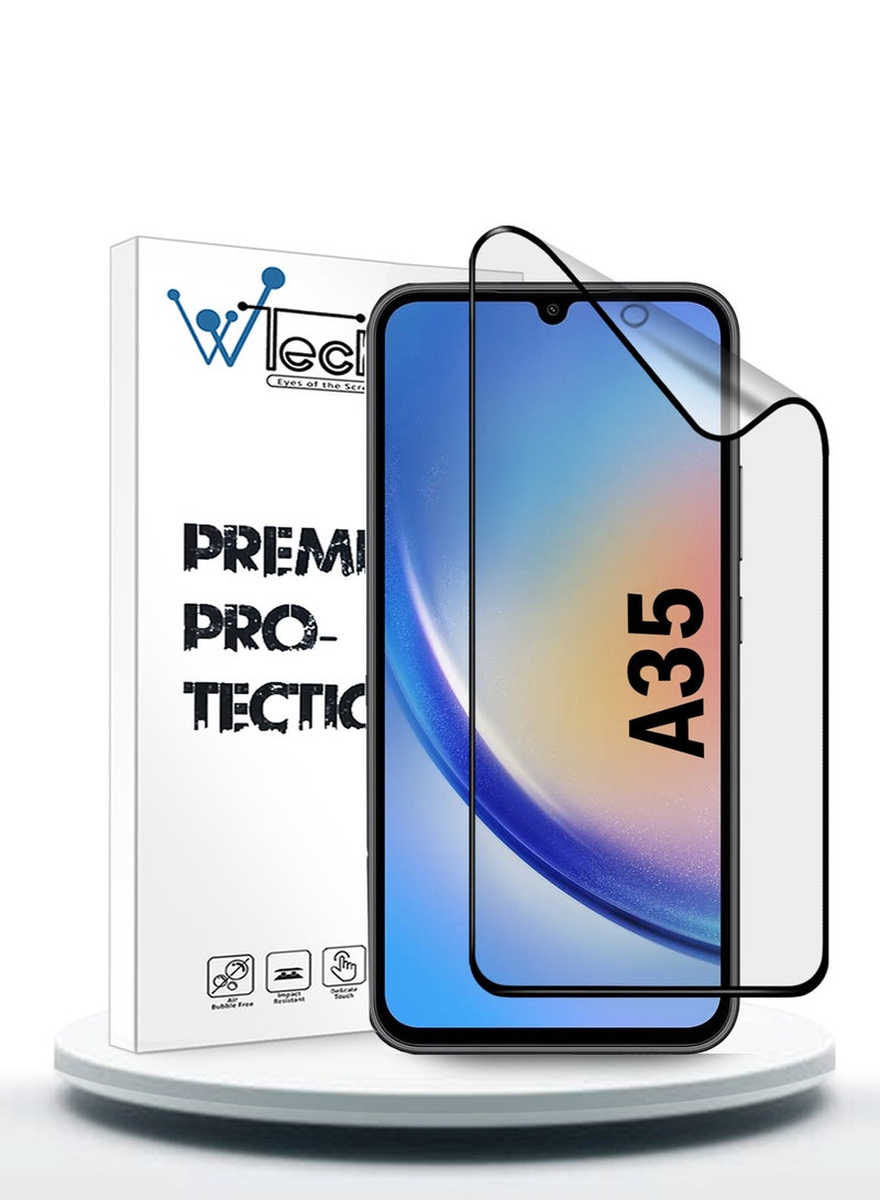 Wtech Samsung Galaxy A35 5G 2024 Nano Ceramic Full Glue Full Cover Matte Flexible Screen Protector (MSCNMN) - Clear/Black - Image 1