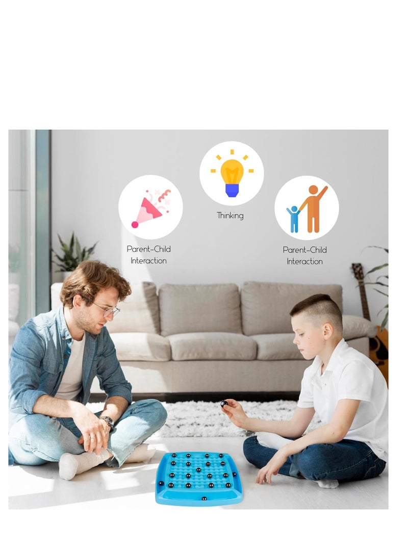 Magnetic Chess Game Set with Stones, Cluster Rock Board for Adults and Kids 6 8 12 Strings Family Night, Portable Tabletop Strategy (Design 3) - Image 3