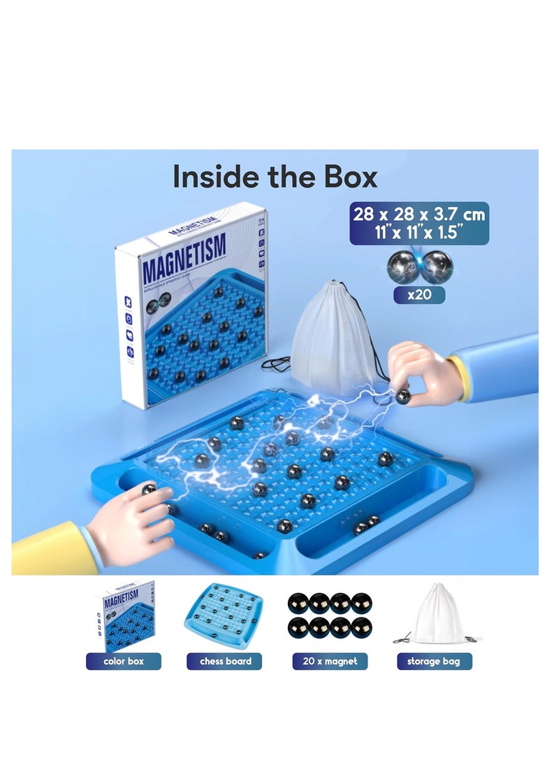 Magnetic Chess Game Set with Stones, Cluster Rock Board for Adults and Kids 6 8 12 Strings Family Night, Portable Tabletop Strategy (Design 3) - Image 2