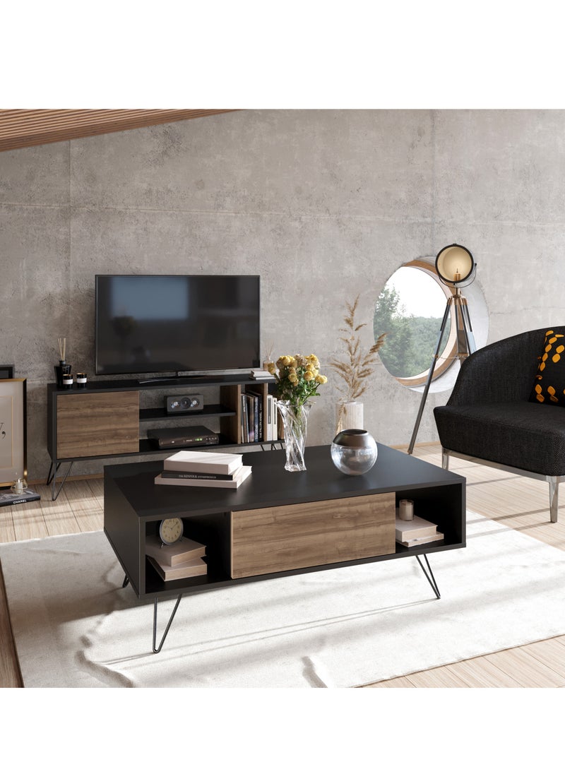 Decorotika Mistico Coffee Table 120 cm with A Cabinet and Shelves | Living Room Table  - Image 3