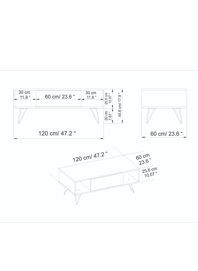 Decorotika Mistico Coffee Table 120 cm with A Cabinet and Shelves | Living Room Table  - Image 5