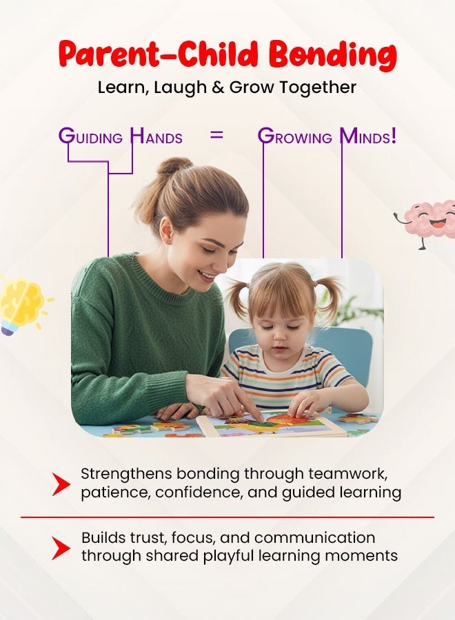 High Quality Wooden Early Learning Puzzle Set for Kids – Educational Jigsaw Toys with Land Animals (Rabbit, Elephant, Butterfly, Giraffe, Zebra), Objects & Shapes – Montessori Activity for Toddlers, Boys, Girls, Indoor & Outdoor Play - Image 2