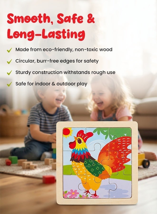 High Quality Wooden Early Learning Puzzle Set for Kids – Educational Jigsaw Toys with Land Animals (Rabbit, Elephant, Butterfly, Giraffe, Zebra), Objects & Shapes – Montessori Activity for Toddlers, Boys, Girls, Indoor & Outdoor Play - Image 4