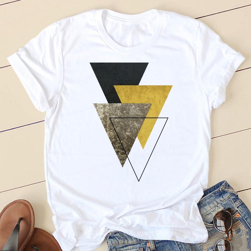 Yamagulia creative personality pattern round neck printed white T-shirt short sleeve women's wish/ - Image 1