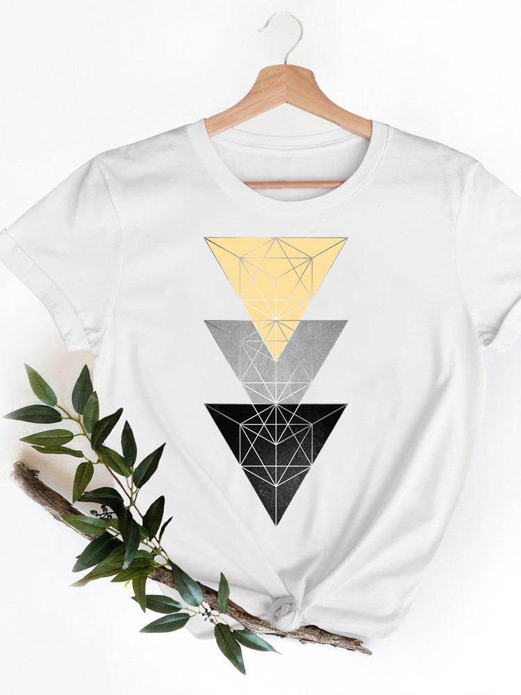 Yamagulia creative personality pattern round neck printed white T-shirt short sleeve women's wish/ - Image 4