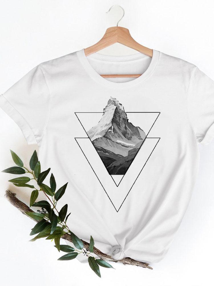 Yamagulia creative personality pattern round neck printed white T-shirt short sleeve women's wish/ - Image 2