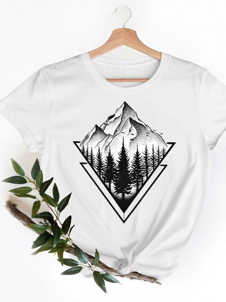 Yamagulia creative personality pattern round neck printed white T-shirt short sleeve women's wish/ - Image 3