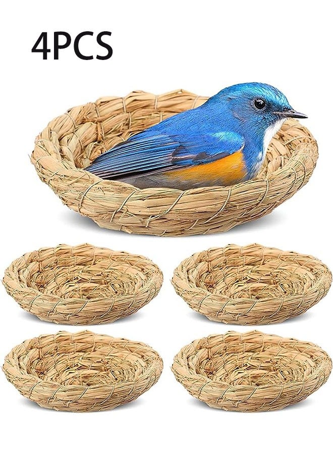 جيوستوس 4 PCS Bird Nest ، عش التكاثر المصنوع يدويًا ، عش الطائر المسطح المنسوج ، قفص منزل هاتش ، إكسسوارات قفص الطيور ، منزل سرير حيواني للحمام حمامة ببغاء الهامستر جيربيل شينشيلاس - Image 1
