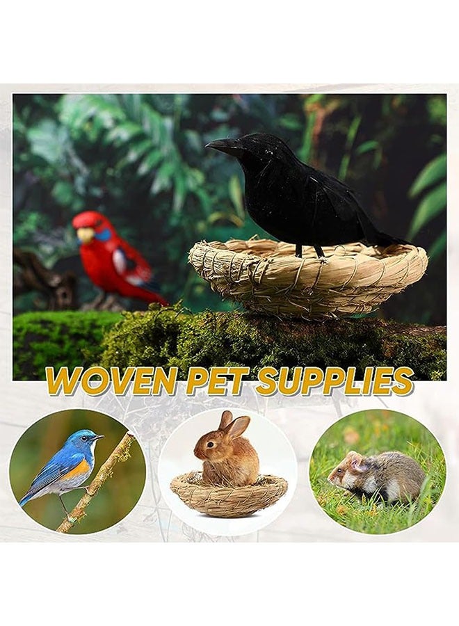 جيوستوس 4 PCS Bird Nest ، عش التكاثر المصنوع يدويًا ، عش الطائر المسطح المنسوج ، قفص منزل هاتش ، إكسسوارات قفص الطيور ، منزل سرير حيواني للحمام حمامة ببغاء الهامستر جيربيل شينشيلاس - Image 2