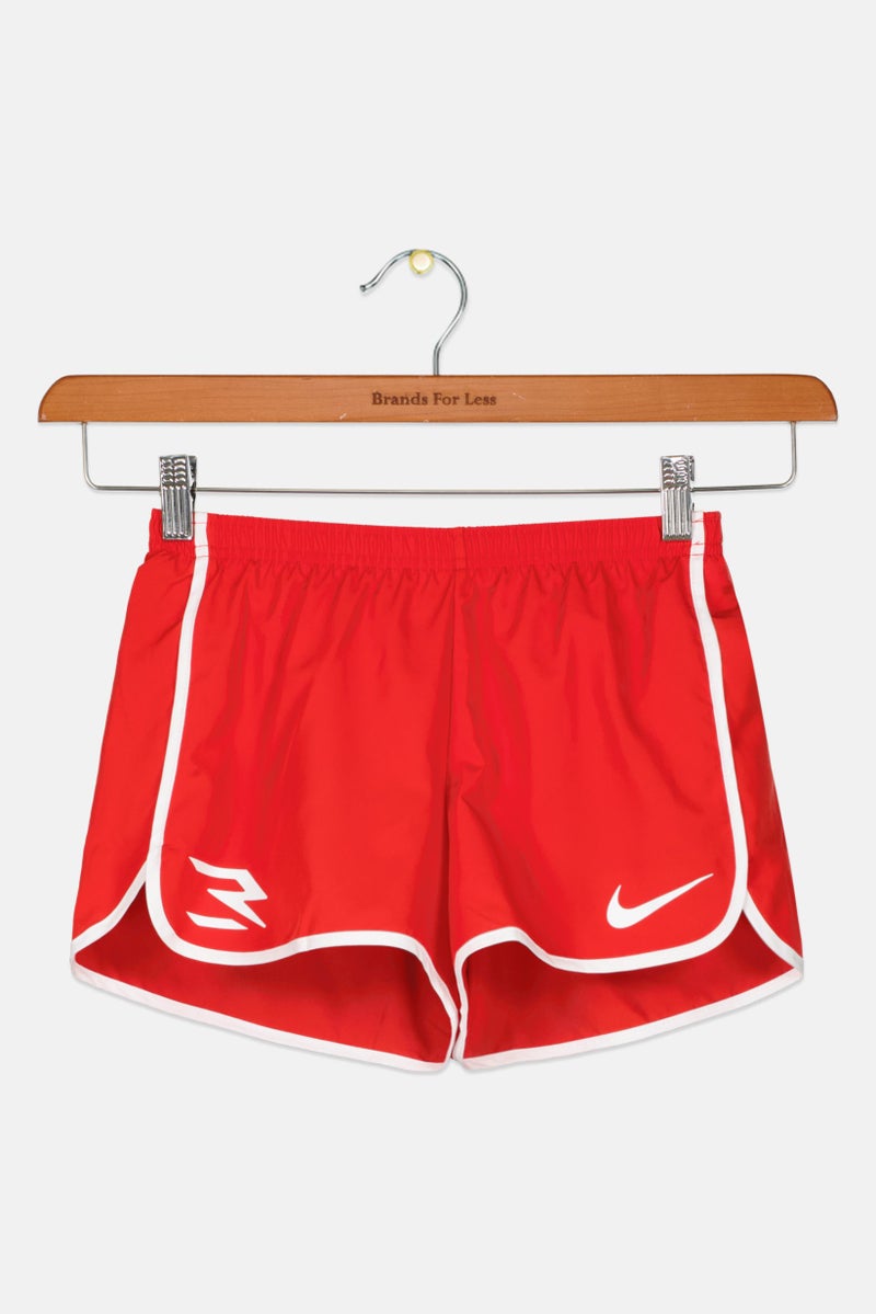 Nike 3Brand by Russell Wilson Kids Girl Sportswear Fit Brand Logo Training Shorts, Red - Image 1