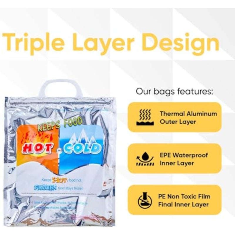 Hot and Cold Insulated Food Delivery Bag, Reinforced Thermal Cooler Bag for Grocery Shopping and Food Storage, Leak-Resistant Disposable Thermal Lunch Bag for Hot and Frozen Food Transport - Image 4