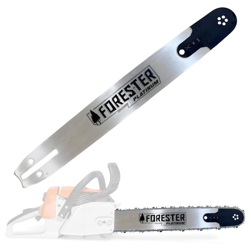 FORESTER 24â€ Platinum Replacement Chainsaw Guide Bar & Chain Combo- 24in Length, 3/8â€ Pitch, .050 Gauge, D009 Mount, 84 Drive Link â€“ Replacement Chain Saw Parts Kit For OEM Husqvarna, Makita, Dolmar