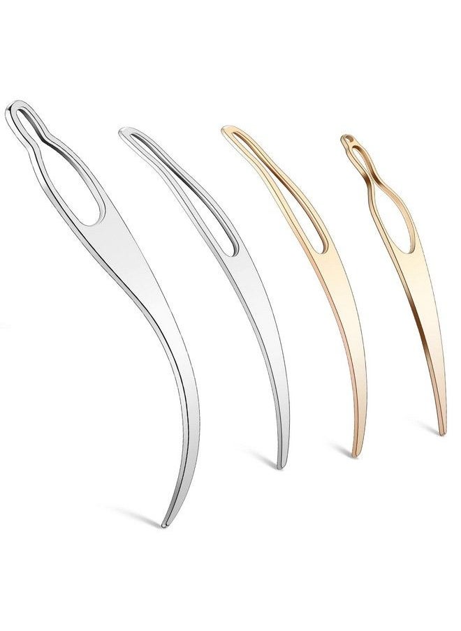 WILLBOND 4 Pieces Sisterlock Retighten Tool Dreadlock Tool For Hair Dreadlock Crochet Needle Loc Needle For Dreads Dread Crochet Needle For Hair Extensions Styling Tools Loc Maintenance (Gold Silver)  - Image 1