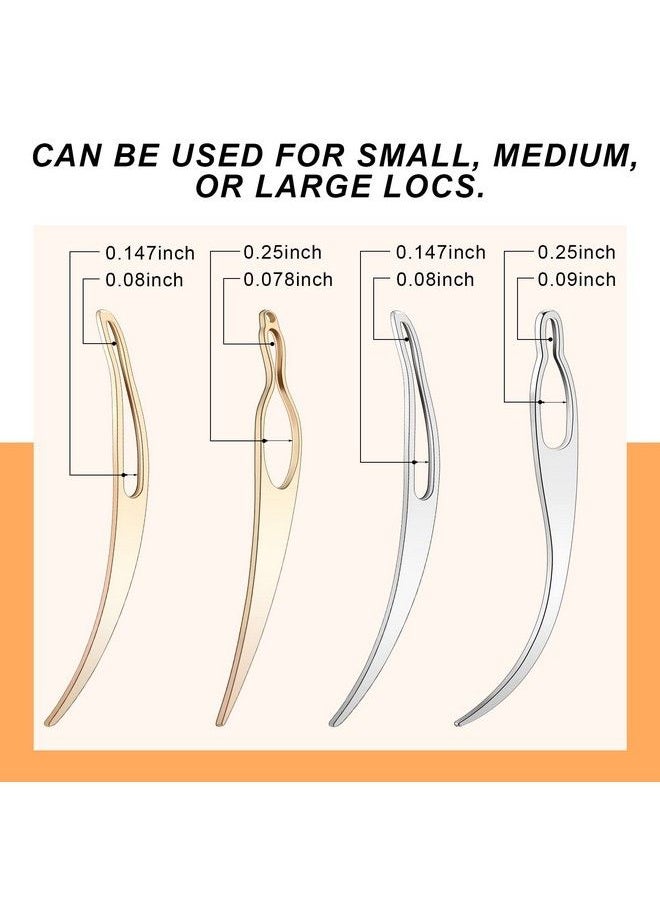 WILLBOND 4 Pieces Sisterlock Retighten Tool Dreadlock Tool For Hair Dreadlock Crochet Needle Loc Needle For Dreads Dread Crochet Needle For Hair Extensions Styling Tools Loc Maintenance (Gold Silver)  - Image 3