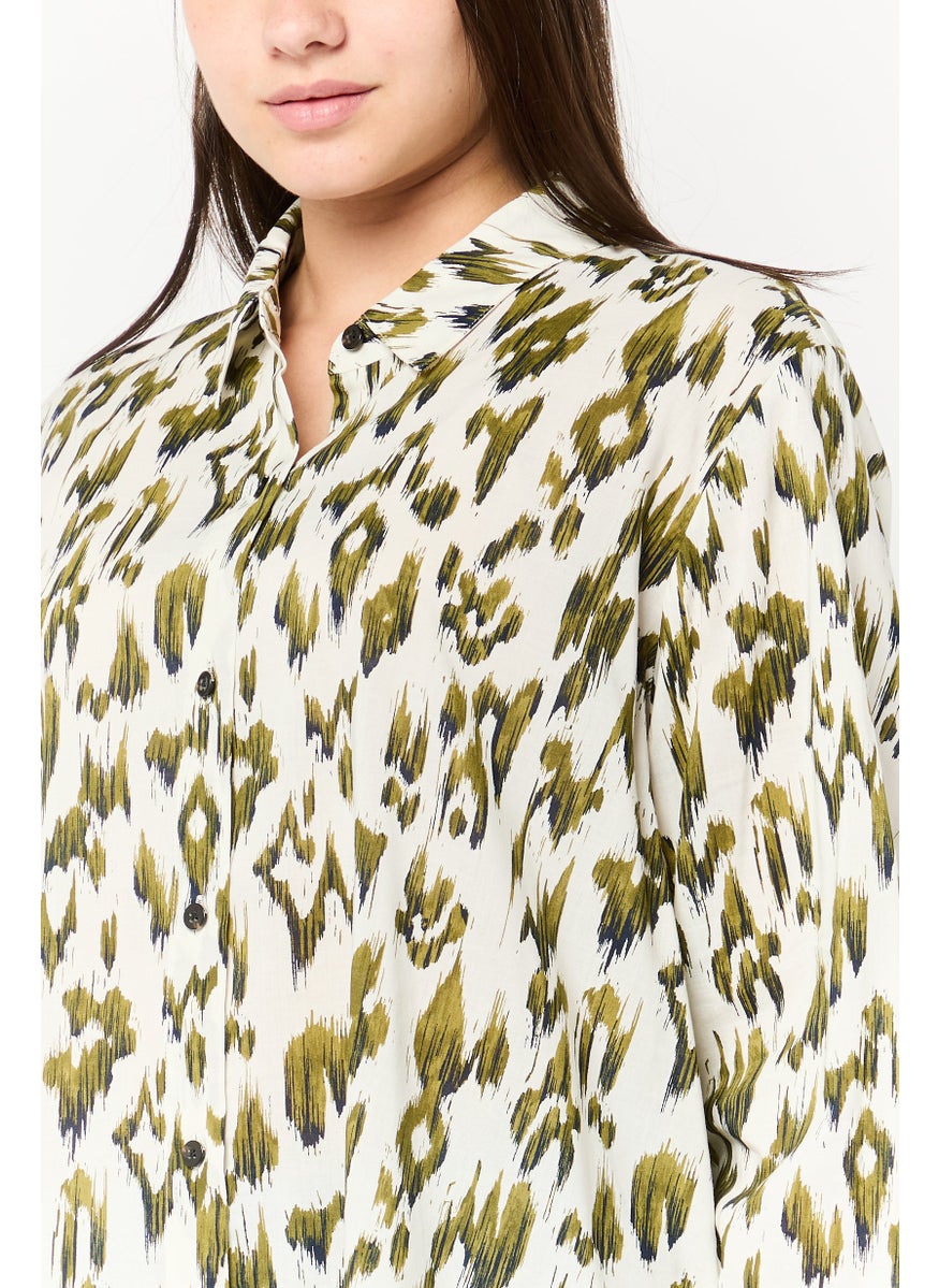 Scotch & Soda Women Spread Collar Long Sleeve Animal Print Shirt, Multicolor  - Image 3