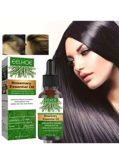 Eelhoe Rosemary Hair Growth Essential Oil Anti Hair Loss Fast Regrowth Essence Aromatherapy Repair Damaged Frizzy Thinning Scalp Hair-restorer Dense Hair Growth Serum（30ml)