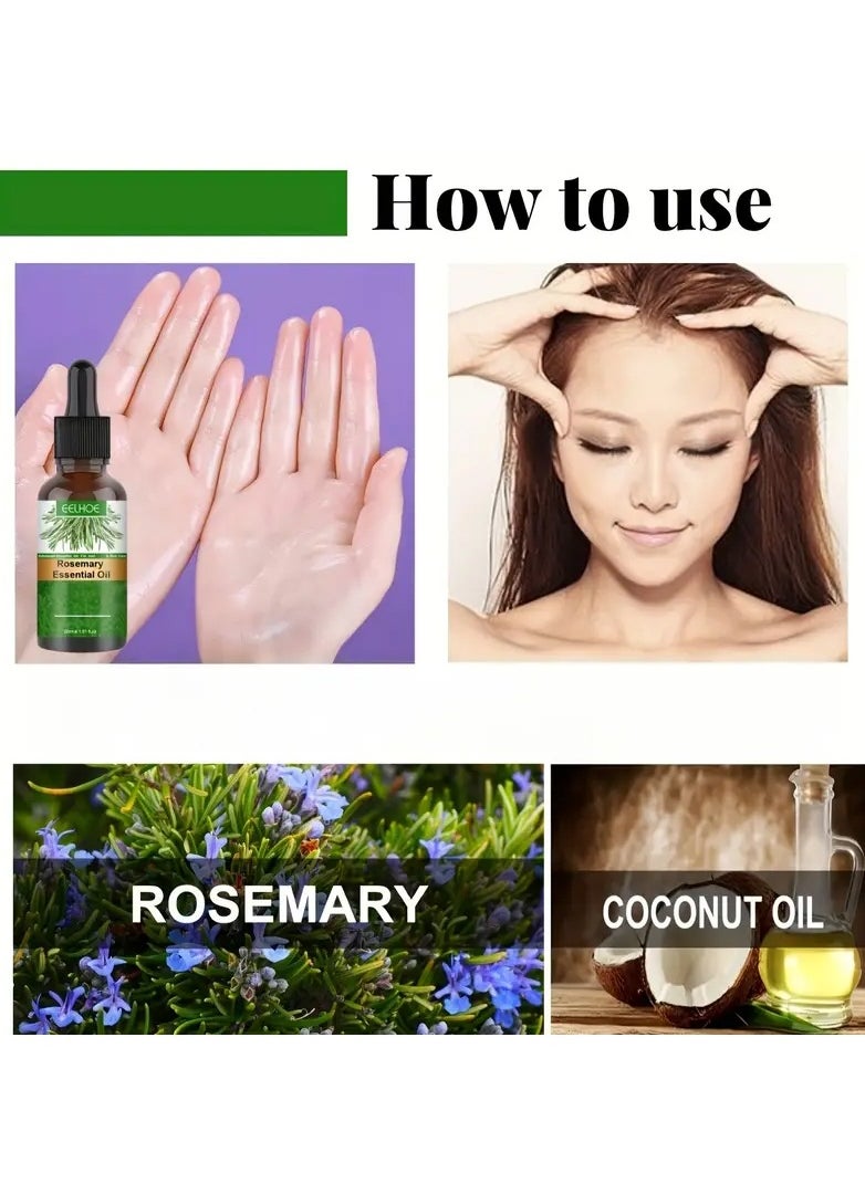 EELHOE - Eelhoe Rosemary Hair Growth Essential Oil Anti Hair Loss Fast Regrowth Essence Aromatherapy Repair Damaged Frizzy Thinning Scalp Hair-restorer Dense Hair Growth Serum（30ml) - Image 1