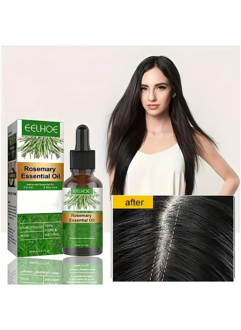 EELHOE - Eelhoe Rosemary Hair Growth Essential Oil Anti Hair Loss Fast Regrowth Essence Aromatherapy Repair Damaged Frizzy Thinning Scalp Hair-restorer Dense Hair Growth Serum（30ml) - Image 1