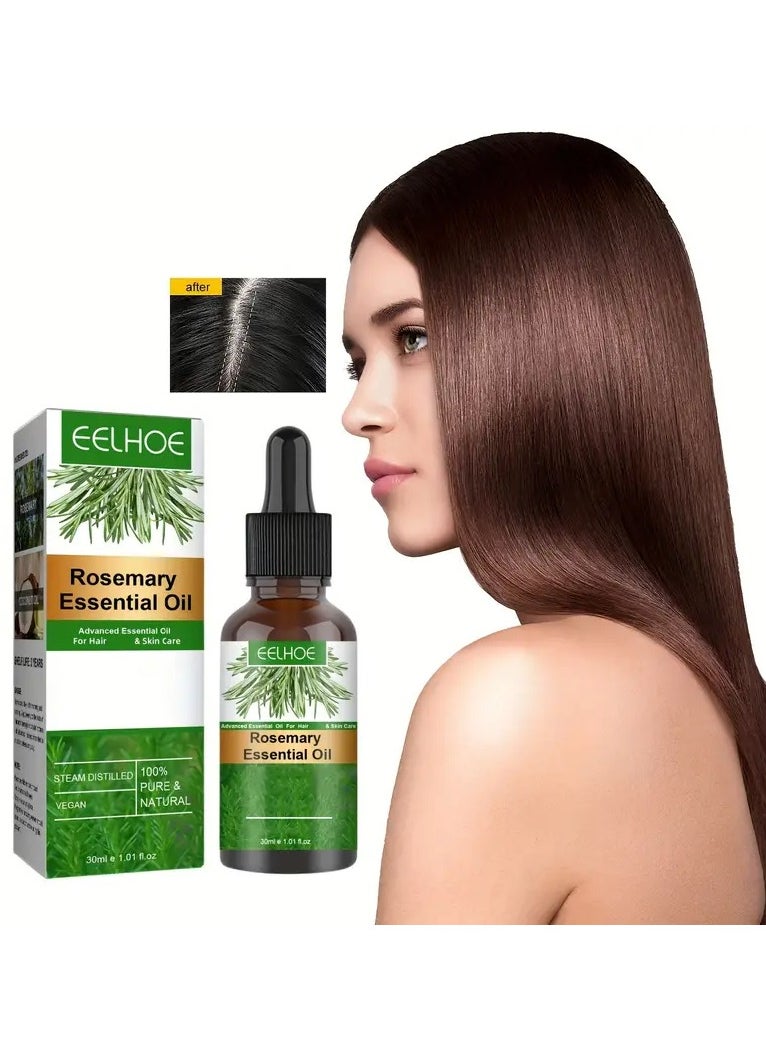 EELHOE - Eelhoe Rosemary Hair Growth Essential Oil Anti Hair Loss Fast Regrowth Essence Aromatherapy Repair Damaged Frizzy Thinning Scalp Hair-restorer Dense Hair Growth Serum（30ml) - Image 1