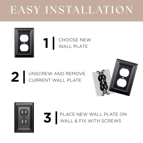 Monarch Abode 3-Gang Rocker Wall Plate, Architectural Decorator Metal Switch Wall Plate, Decorative Light Switch Cover Plate for Electrical Outlet, Matte Black - Image 5