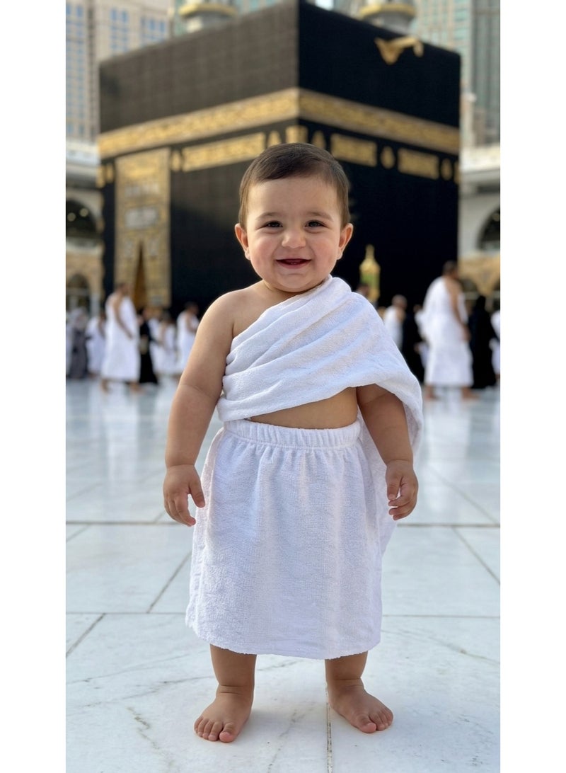 البركة لبس احرام مواليد 8 اشهر الى 24 شهر طفل العمرة اطفال  احرام مطاط تنورة و بطقطق مريح طفل رضيع صغير مواليد ولادي مطور بتقنية النانو مغاط احرام التنورة لباس سهل بمطاط ، لبس العمرة للاطفال ، احرام للصغار ، احرامات للاطفال للاولاد ، احرامات اطفال العمرة عمرة حج طواف مكة ملابس الاحرام ، إحرام ولادي صغار وزرة نانو فوطه للحج و للعمرة احرام للاطفال ، احرام ولد صغير - Image 1