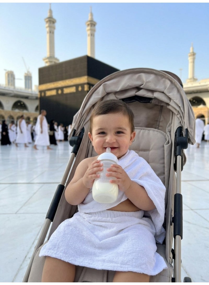 البركة لبس احرام مواليد 8 اشهر الى 24 شهر طفل العمرة اطفال  احرام مطاط تنورة و بطقطق مريح طفل رضيع صغير مواليد ولادي مطور بتقنية النانو مغاط احرام التنورة لباس سهل بمطاط ، لبس العمرة للاطفال ، احرام للصغار ، احرامات للاطفال للاولاد ، احرامات اطفال العمرة عمرة حج طواف مكة ملابس الاحرام ، إحرام ولادي صغار وزرة نانو فوطه للحج و للعمرة احرام للاطفال ، احرام ولد صغير - Image 3