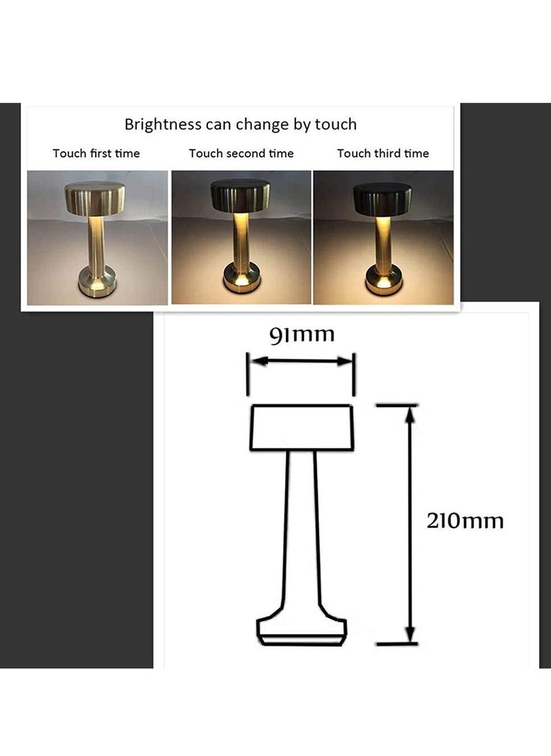 Table Lamp,Modern Rechargeable Cordless Touch Sensor LED Desk lamp 3 Ways Dimming,with USB Cord for Bar Restaurant Bedroom Bedside Nightstand Lighting (GOLD) - Image 4