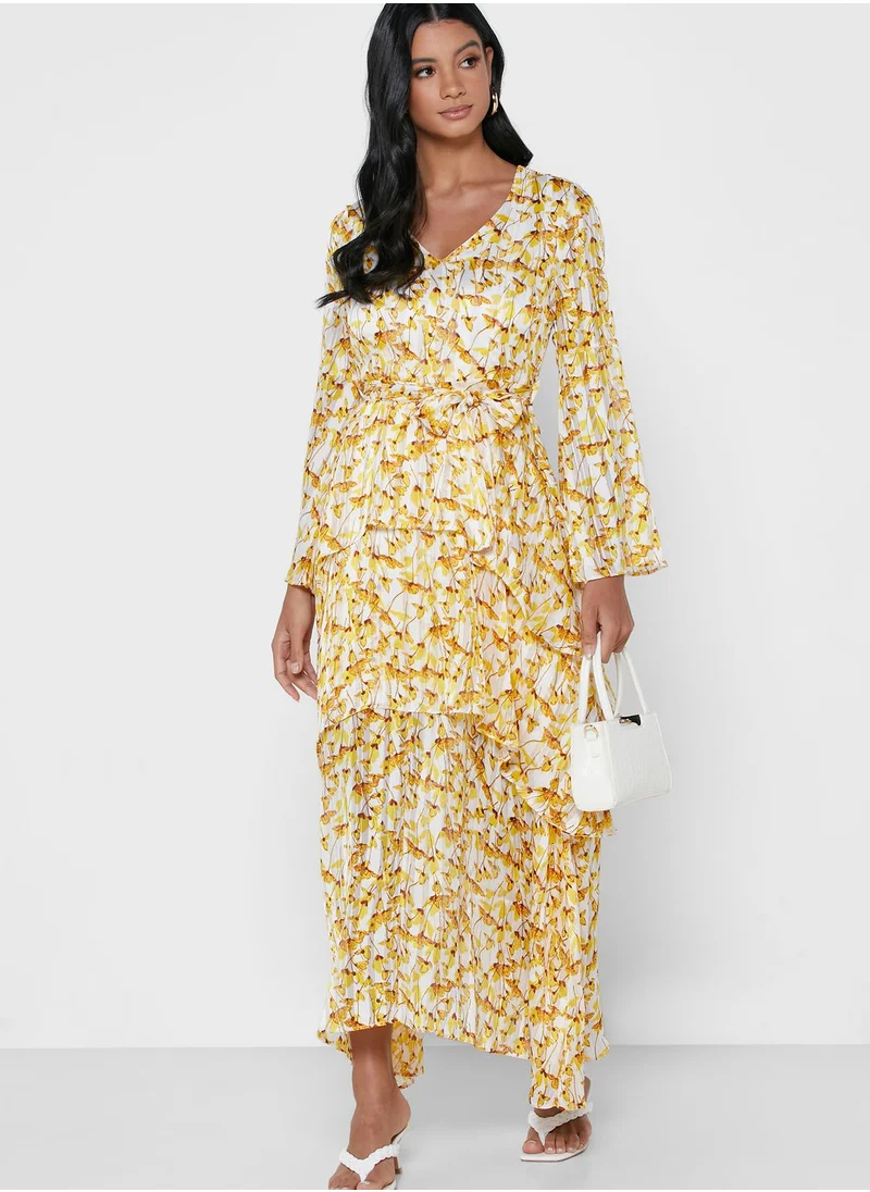 VERO MODA Belted Floral Print Dress