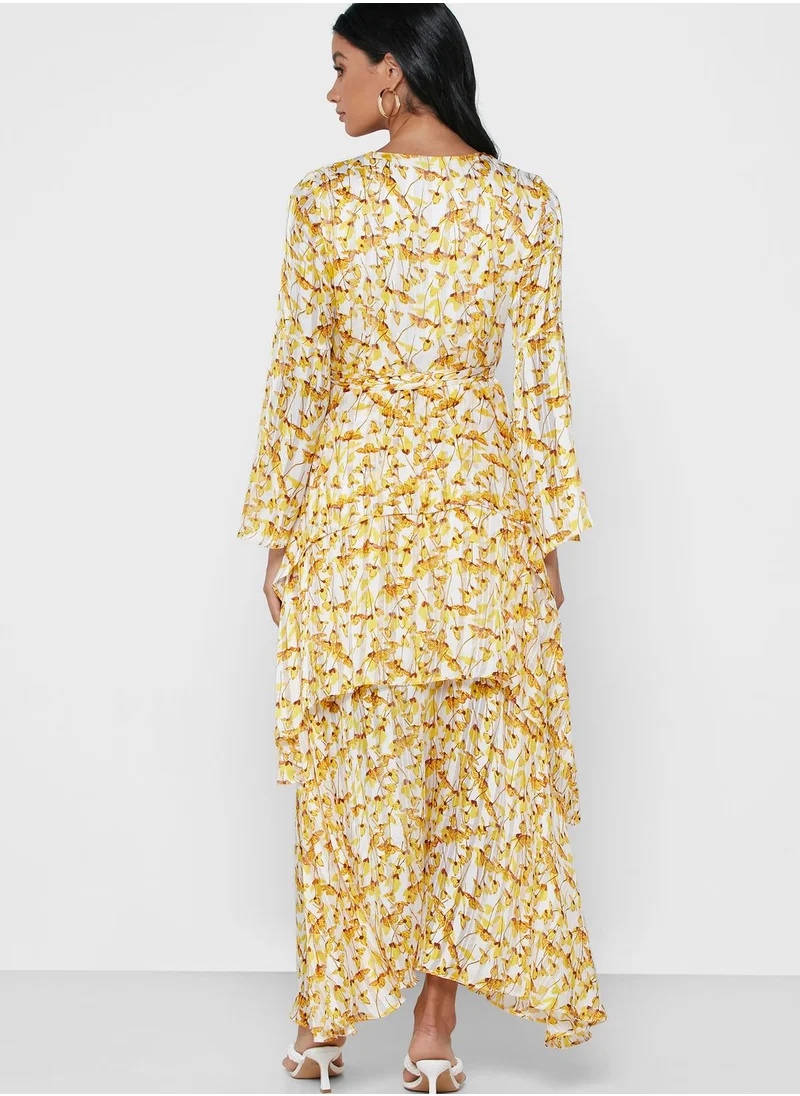 VERO MODA Belted Floral Print Dress