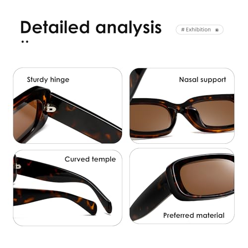 kimorn Retro Rectangle Sunglasses for Women Men Thick Frame Sun Glasses UV Protection Shades K1703 (Tortoiseshell/Brown) - Image 5