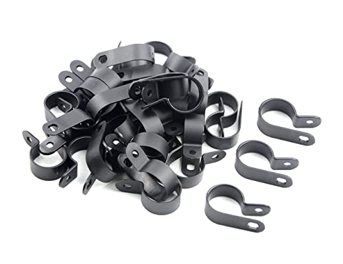 TOVOT 100PCS 3/4" Nylon Cable Clips Assortment R-Type Cable Clip Kit Black Plastic Wire Clamps Fasteners for Wire Mounting - Image 1