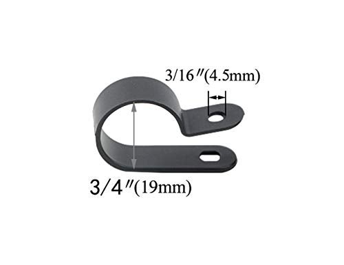 TOVOT 100PCS 3/4" Nylon Cable Clips Assortment R-Type Cable Clip Kit Black Plastic Wire Clamps Fasteners for Wire Mounting - Image 2