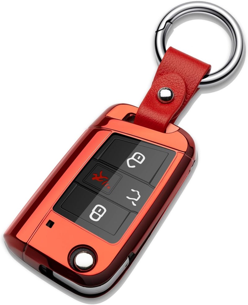 ZSPDACC Red TPU Key Fob Cover for Volkswagen Vehicles - Image 1