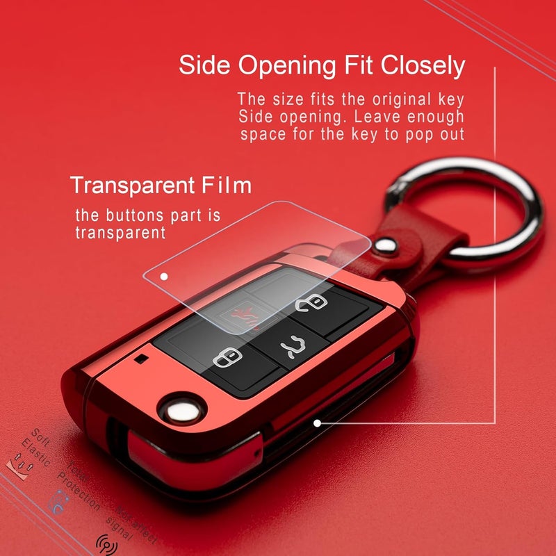 ZSPDACC Red TPU Key Fob Cover for Volkswagen Vehicles - Image 3
