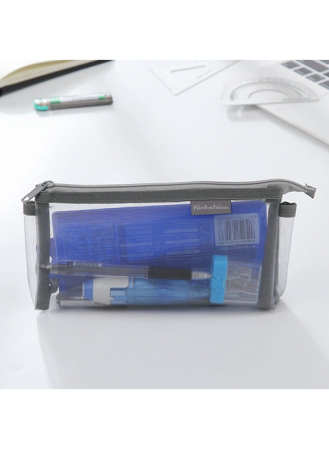 Simple Transparent Mesh Mesh Pencil Case Small Fresh Test Large Capacity Stationery Male And Female General Pencil Case