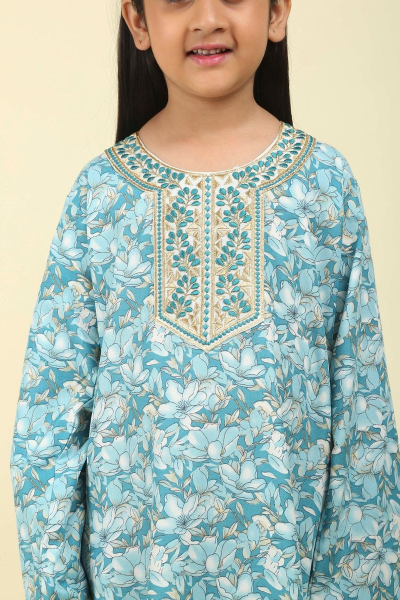 HANA & SARA Classic Girls Arabic Jalabiya – Lightweight Floral Full-Length Dress for Celebrations - Image 3