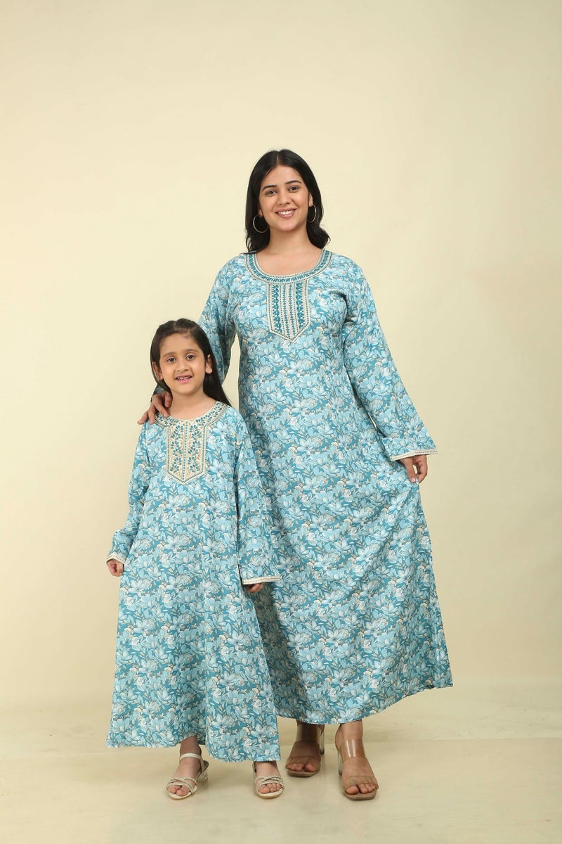 HANA & SARA Classic Girls Arabic Jalabiya – Lightweight Floral Full-Length Dress for Celebrations - Image 5