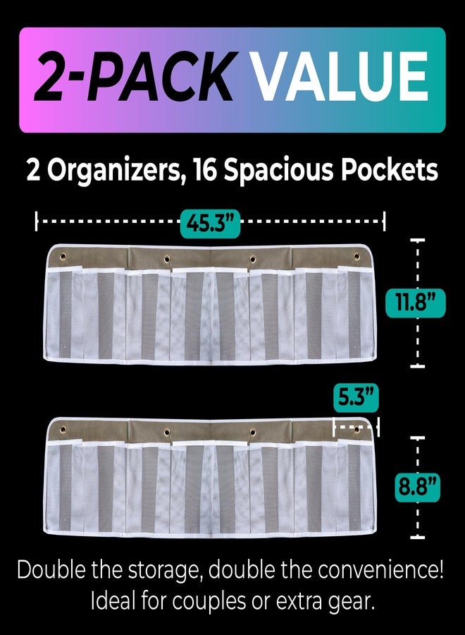 Jestik RV Shoe Storage for Bedside - 16 Large Pocket Bed Hanging Shoe Organizer Bag with Hooks, Wall Mounted Shoes Rack, Foldable Mesh Pockets, Bedside Caddy for Shoes, RV & Camper Essentials (2 Pack) - Image 2