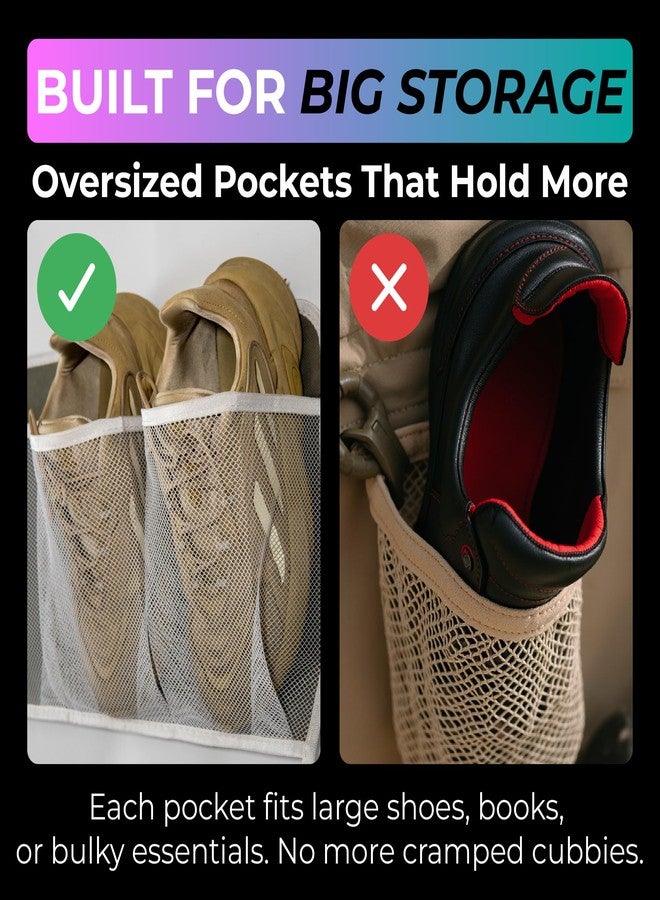 Jestik RV Shoe Storage for Bedside - 16 Large Pocket Bed Hanging Shoe Organizer Bag with Hooks, Wall Mounted Shoes Rack, Foldable Mesh Pockets, Bedside Caddy for Shoes, RV & Camper Essentials (2 Pack) - Image 4