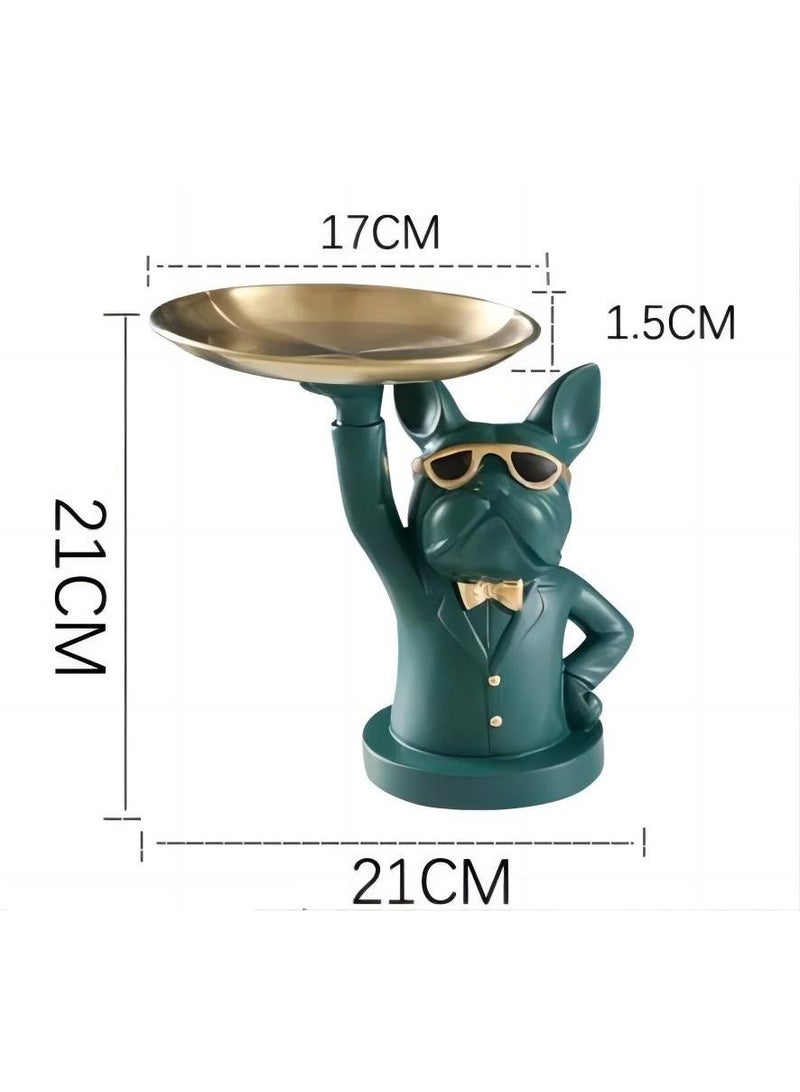 General 1-Piece Decorative Convenient Cool Bulldog Statue Green  - Image 2